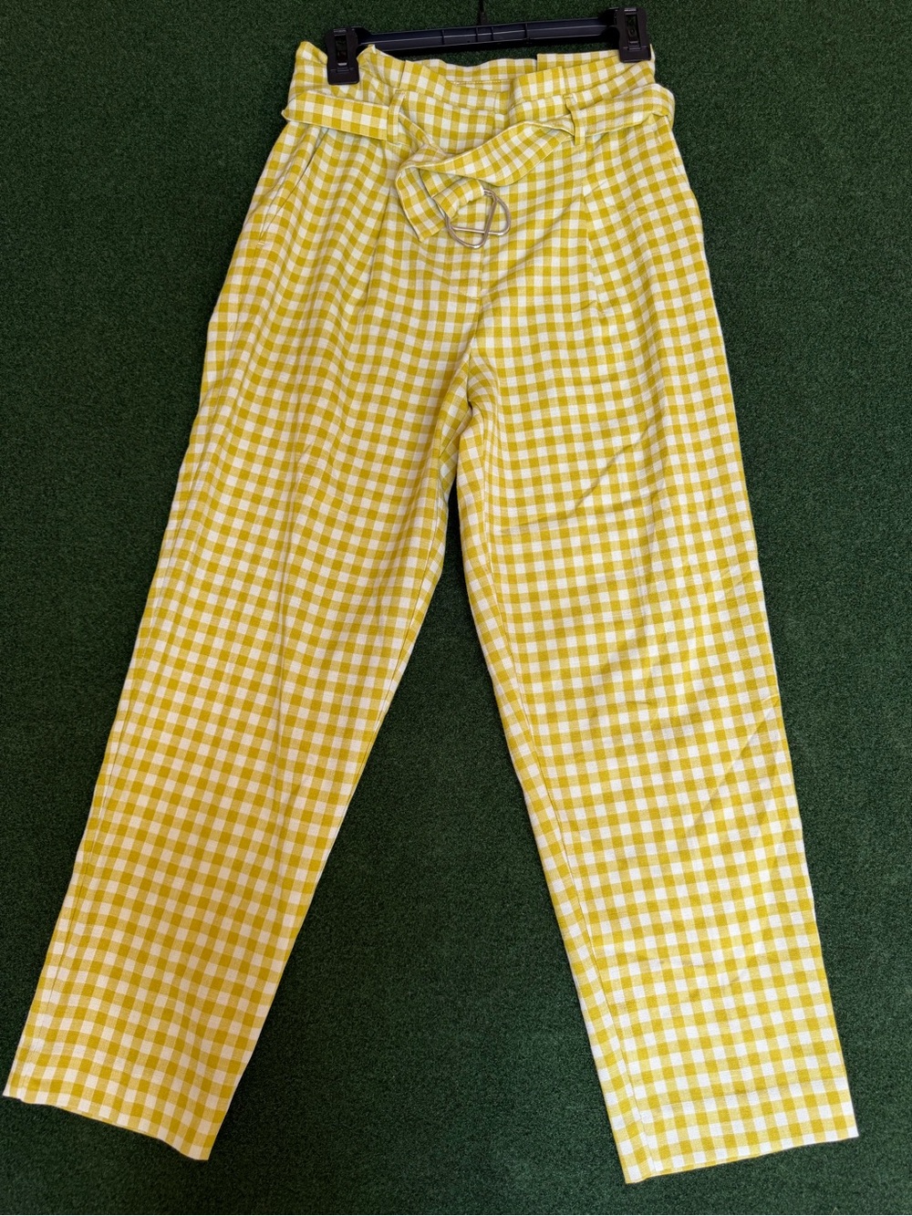 Ann Taylor Yellow and White Gingham Chinos - Straight Fit
